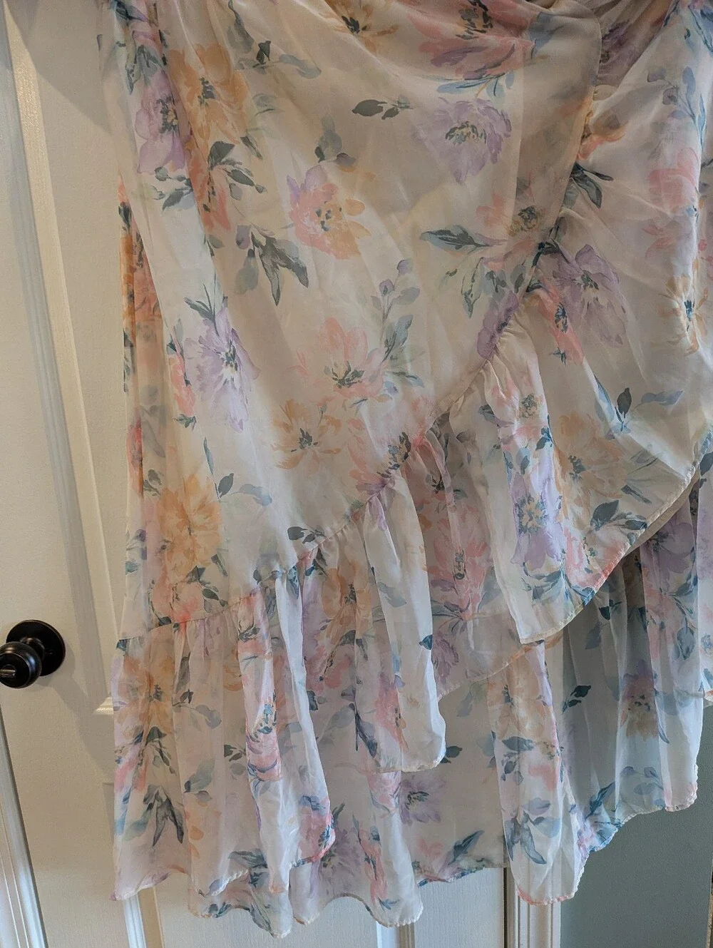Abercrombie & Fitch Emerson Drama Maxi Dress Off-The-Shoulder Floral Ruffle SP